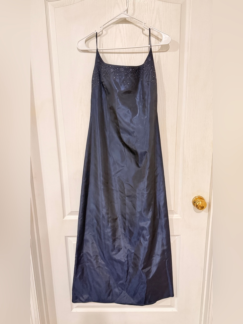 Vintage Laundry By Shelli Segal Navy Beaded Slip Maxi Dress